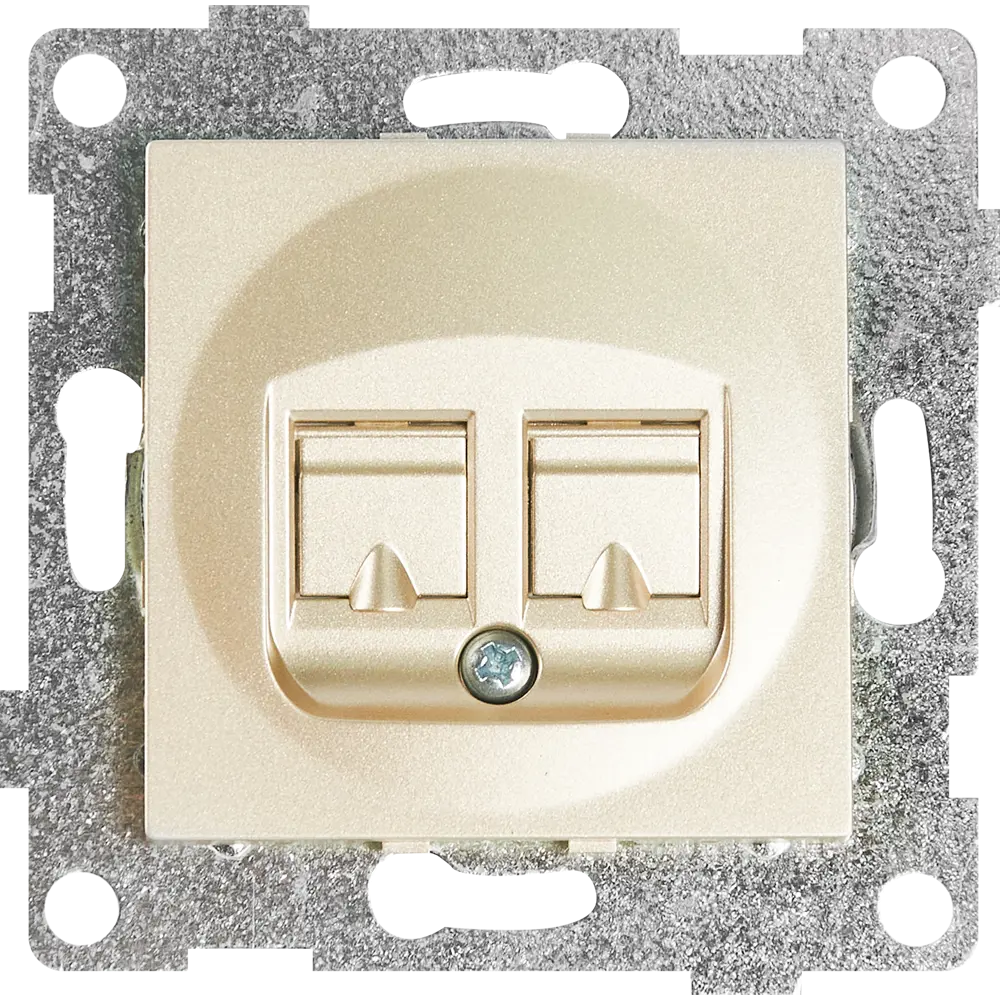 Фото Розетка компьютерная двойная встраиваемая Gusi Electric без заземления RJ45 цвет шампань Фото Розетка компьютерная двойная встраиваемая Gusi Electric без заземления RJ45 цвет шампань