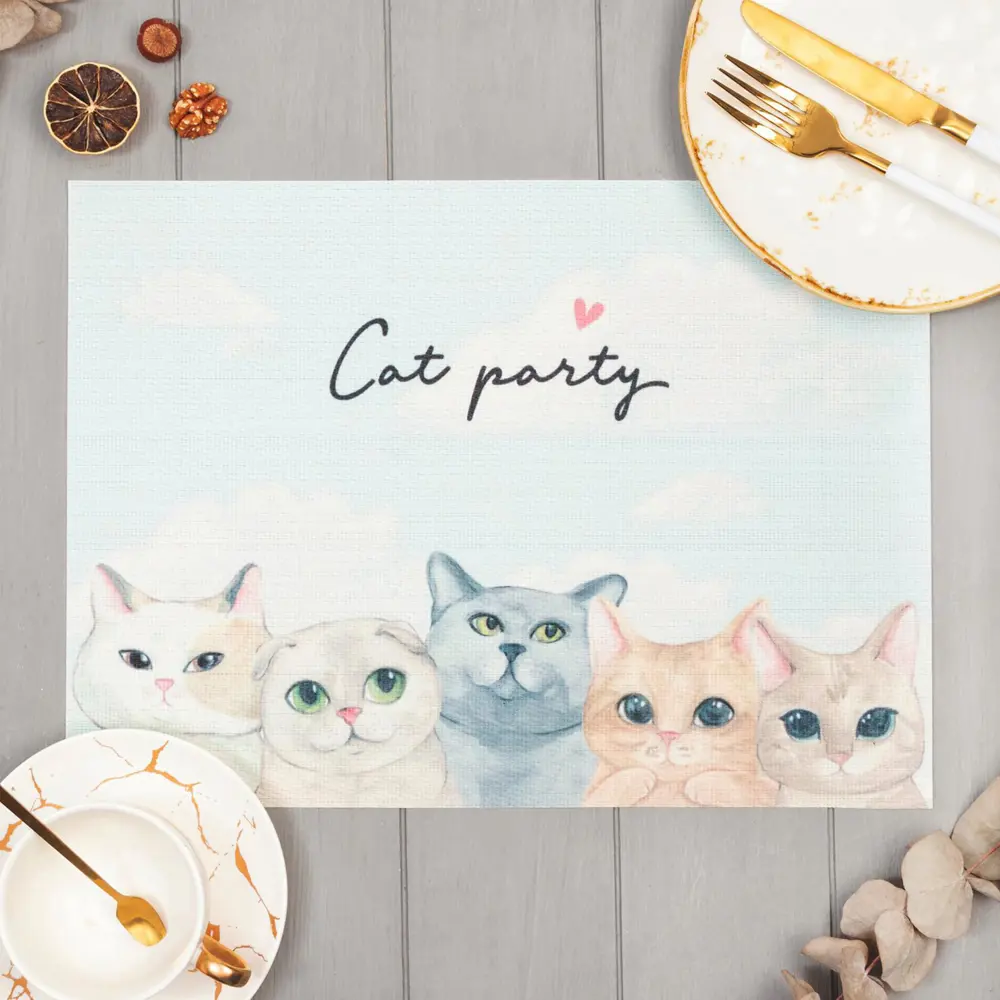 Фото 2 Салфетка на стол Доляна "Cat party" ПВХ 29x40 см Фото 2 Салфетка на стол Доляна "Cat party" ПВХ 29x40 см