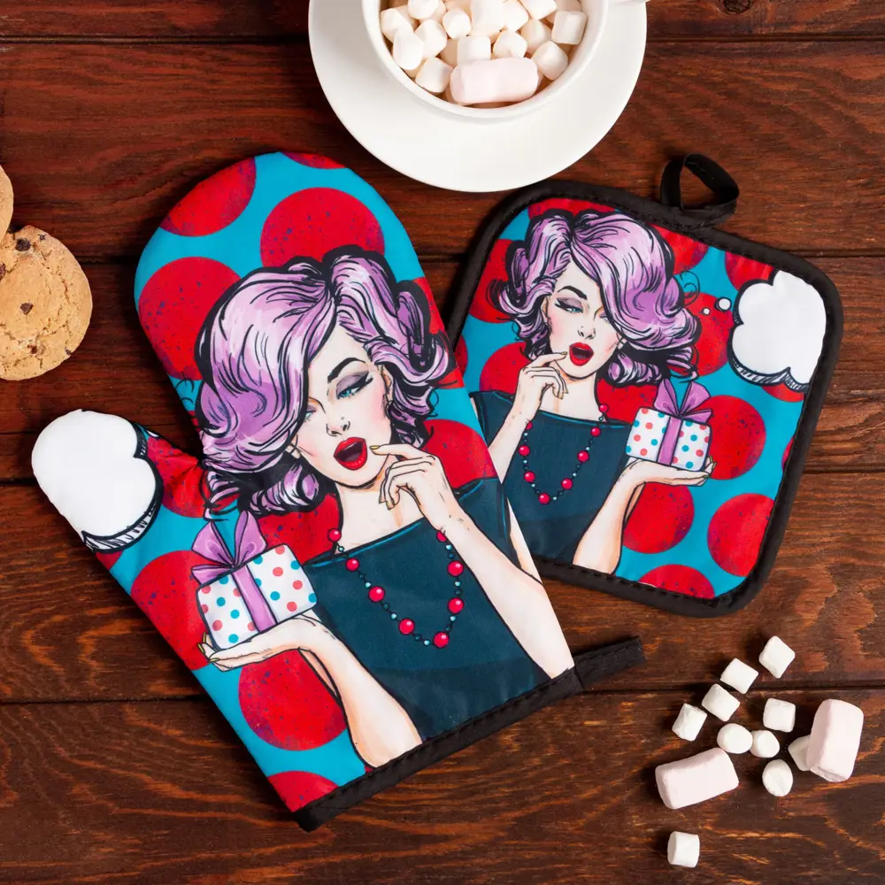 Фото Прихватка Этель Роковая 26x16 см полиэстер цвет красный 7620648 Фото Прихватка Этель Роковая 26x16 см полиэстер цвет красный 7620648