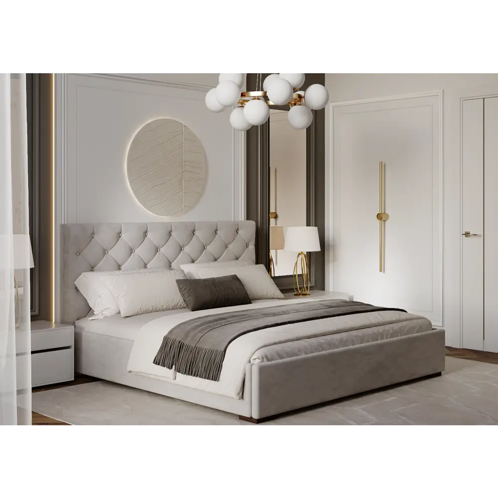 Фото Кровать Rika Vivien 142vivmlk 152x103x55 см велюр цвет молочный Фото Кровать Rika Vivien 142vivmlk 152x103x55 см велюр цвет молочный