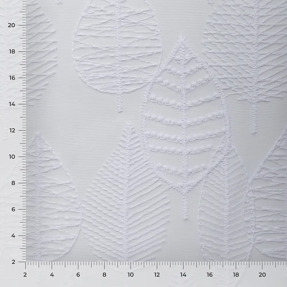 Фото 4 Тюль 1 м/п Foglie сетка вышитая 280 см цвет белый Фото 4 Тюль 1 м/п Foglie сетка вышитая 280 см цвет белый