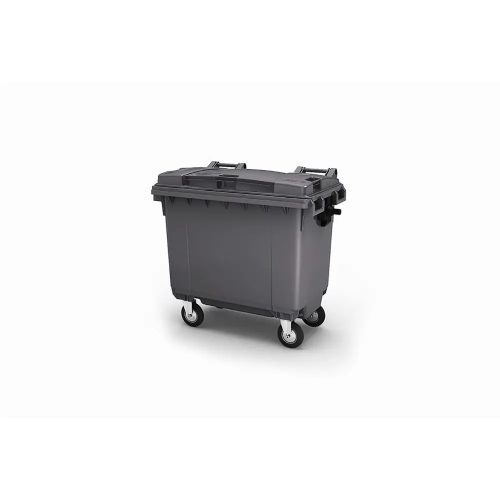 Фото Мусорный контейнер Iplast 660 л с крышкой серый Фото Мусорный контейнер Iplast 660 л с крышкой серый