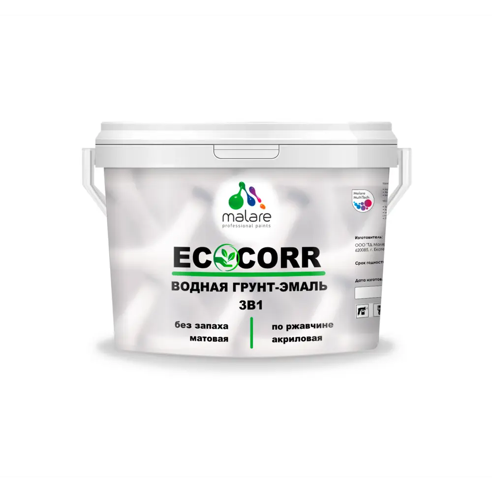 Фото Грунт-эмаль 3 в 1 MALARE Ecocorr91 цвет оливковый 1 кг