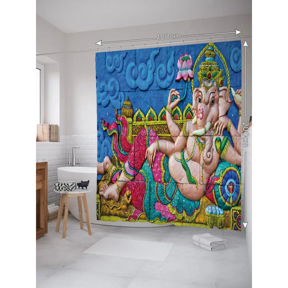 Фото 2 Шторка для ванной комнаты JOYARTY sc_9945 200х180см цвет синий