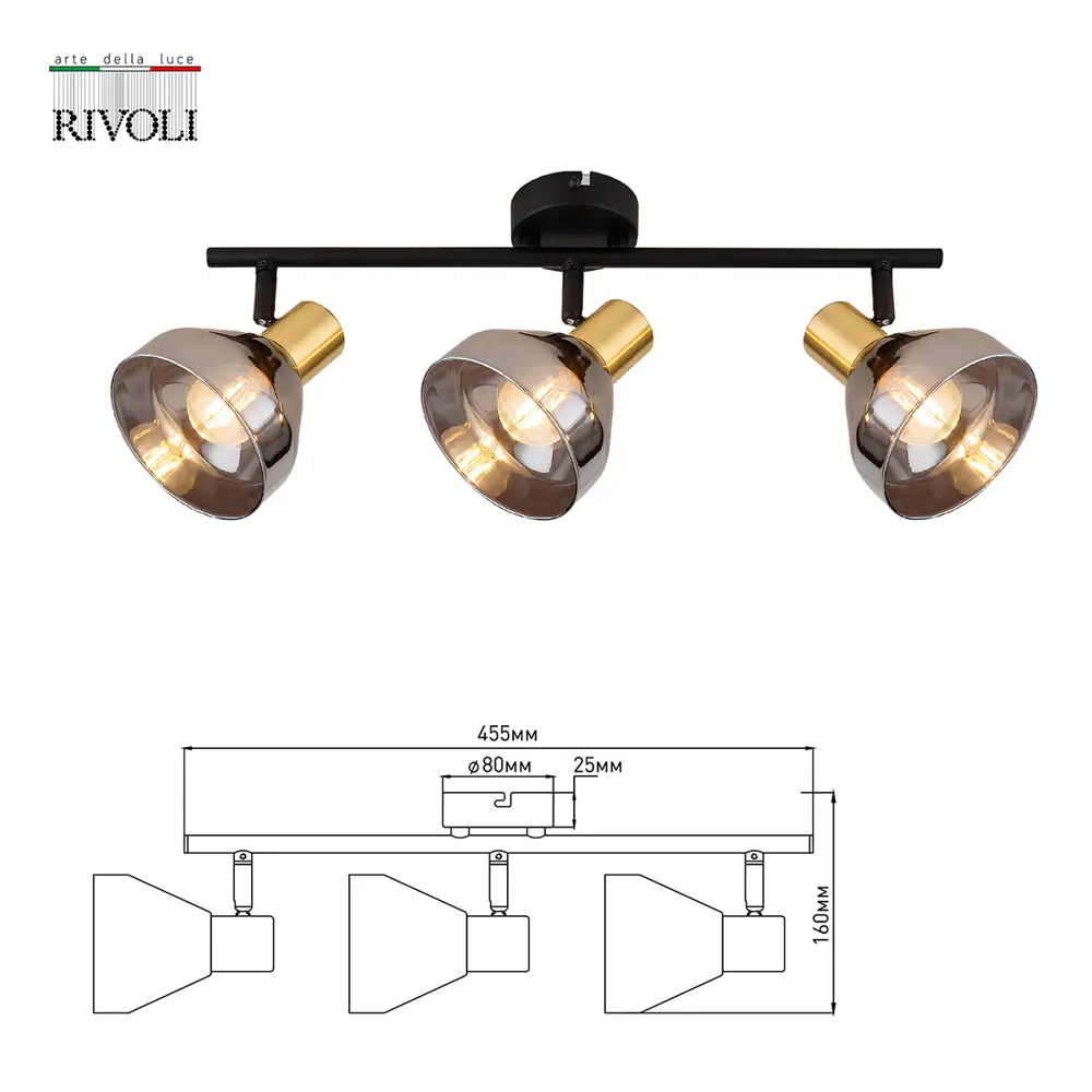 Фото 3 Спот поворотный RIVOLI B0052876 3 лампы 9 м² цвет белый Фото 3 Спот поворотный RIVOLI B0052876 3 лампы 9 м² цвет белый