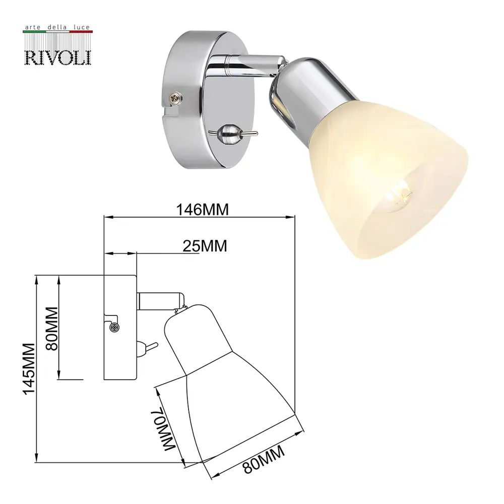 Фото 3 Спот поворотный RIVOLI B0054678 1 лампа 3 м² цвет серый Фото 3 Спот поворотный RIVOLI B0054678 1 лампа 3 м² цвет серый
