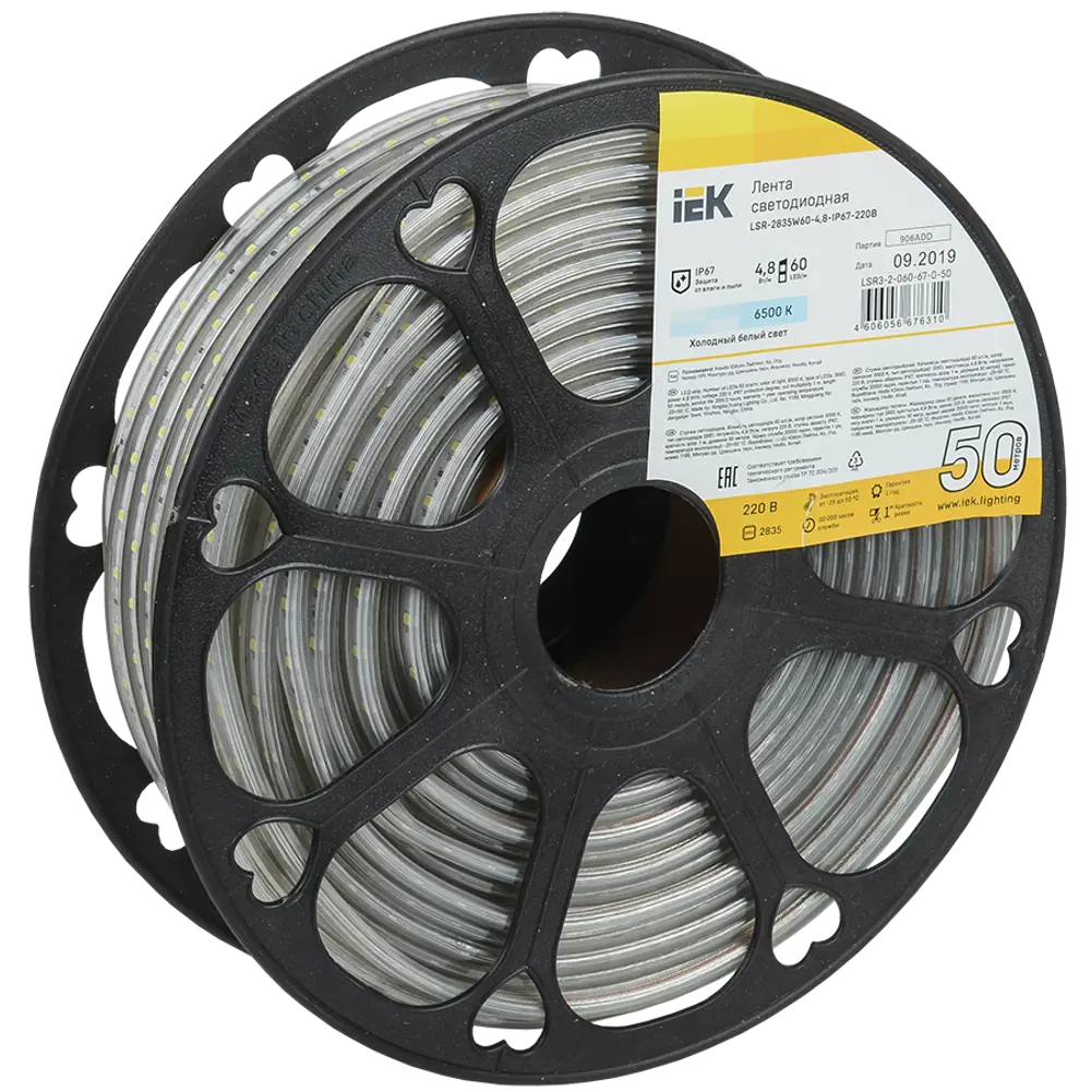 Фото Светодиодная лента IEK LSR3-2-060-67-0-50 SMD 2835 60 диод/4.8 Вт/м 220 В IP67 50 м холодный белый свет Фото Светодиодная лента IEK LSR3-2-060-67-0-50 SMD 2835 60 диод/4.8 Вт/м 220 В IP67 50 м холодный белый свет