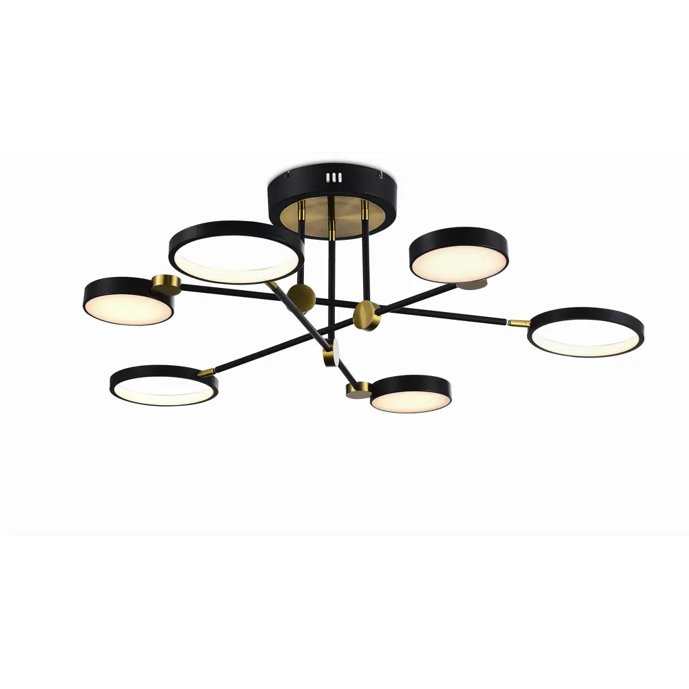 Фото Люстра потолочная светодиодная MYFAR MR1230-6CL Mandy 14 м² теплый белый свет цвет золото Фото Люстра потолочная светодиодная MYFAR MR1230-6CL Mandy 14 м² теплый белый свет цвет золото