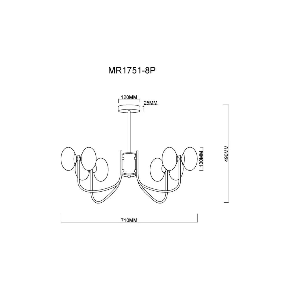 Фото 2 Люстра потолочная MyFar MR1751-8P Scott 8 ламп 12 м² цвет черный Фото 2 Люстра потолочная MyFar MR1751-8P Scott 8 ламп 12 м² цвет черный