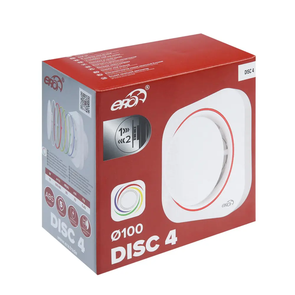 Фото 7 Вентилятор осевой вытяжной Era DISC 4 D100 мм 35 дБ 80 м³/ч цвет белый Фото 7 Вентилятор осевой вытяжной Era DISC 4 D100 мм 35 дБ 80 м³/ч цвет белый