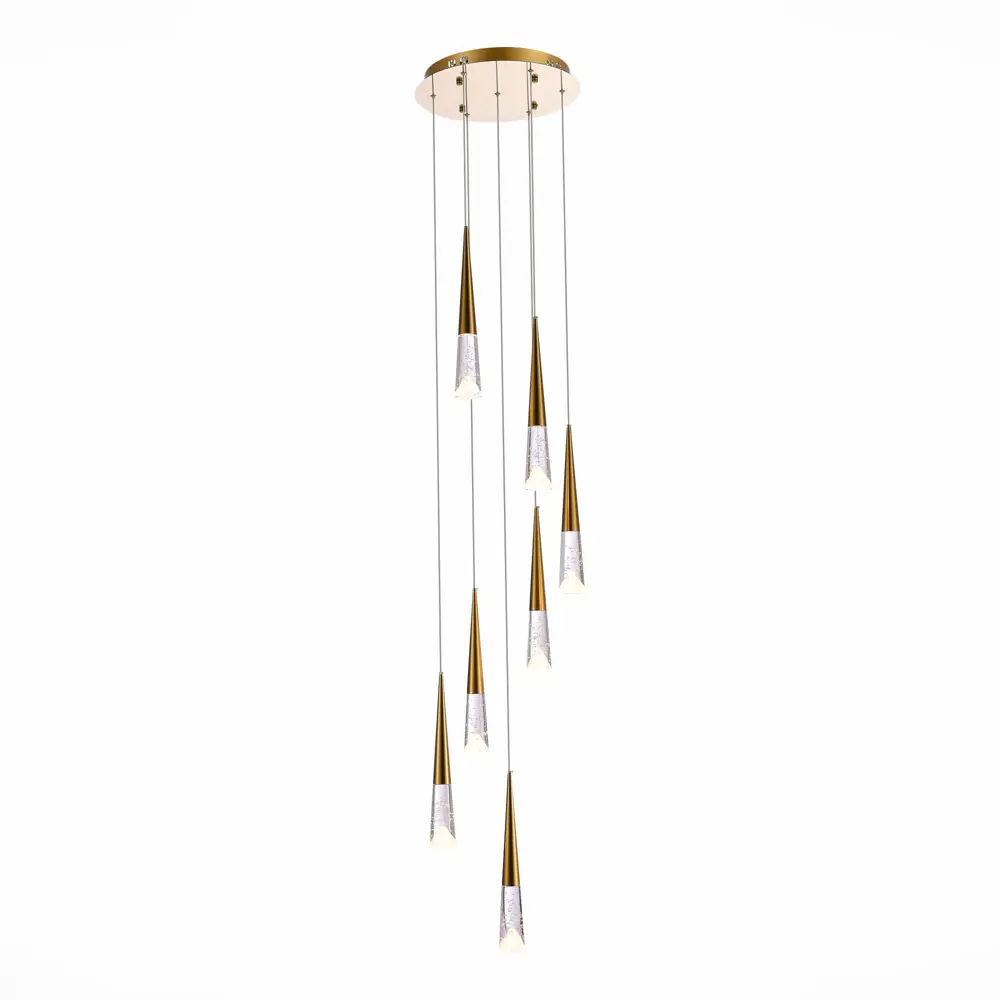 Фото Люстра подвесная светодиодная ST LUCE SL6111.203.07 SOLLEN 8 м² теплый белый свет цвет золото Фото Люстра подвесная светодиодная ST LUCE SL6111.203.07 SOLLEN 8 м² теплый белый свет цвет золото