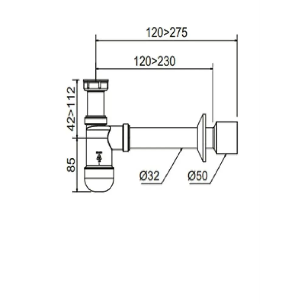 Фото 2 Сифон для умывальника Santecpro накидная гайка 1" сливная трубка d32/50 Фото 2 Сифон для умывальника Santecpro накидная гайка 1" сливная трубка d32/50