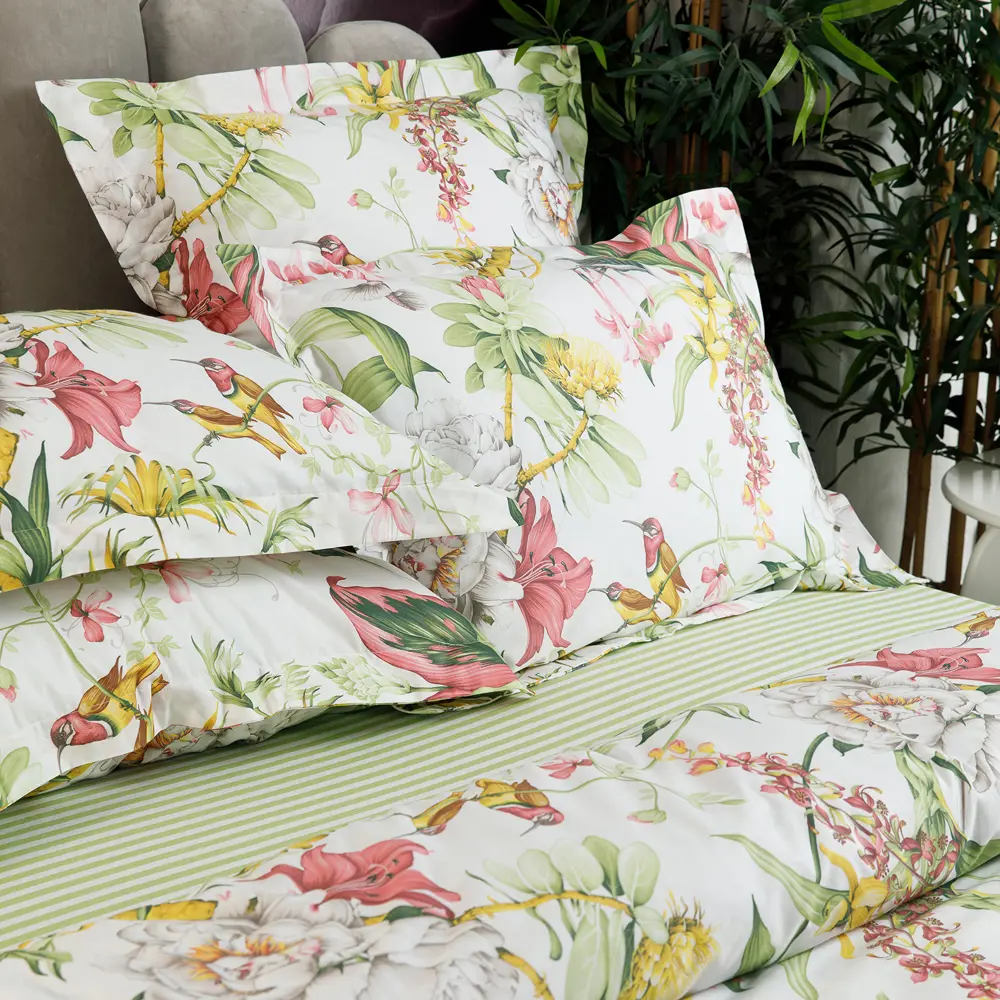 Фото 2 Комплект постельного белья Windslow Гарден бердс двуспальный перкаль 50x70 см, разноцветный