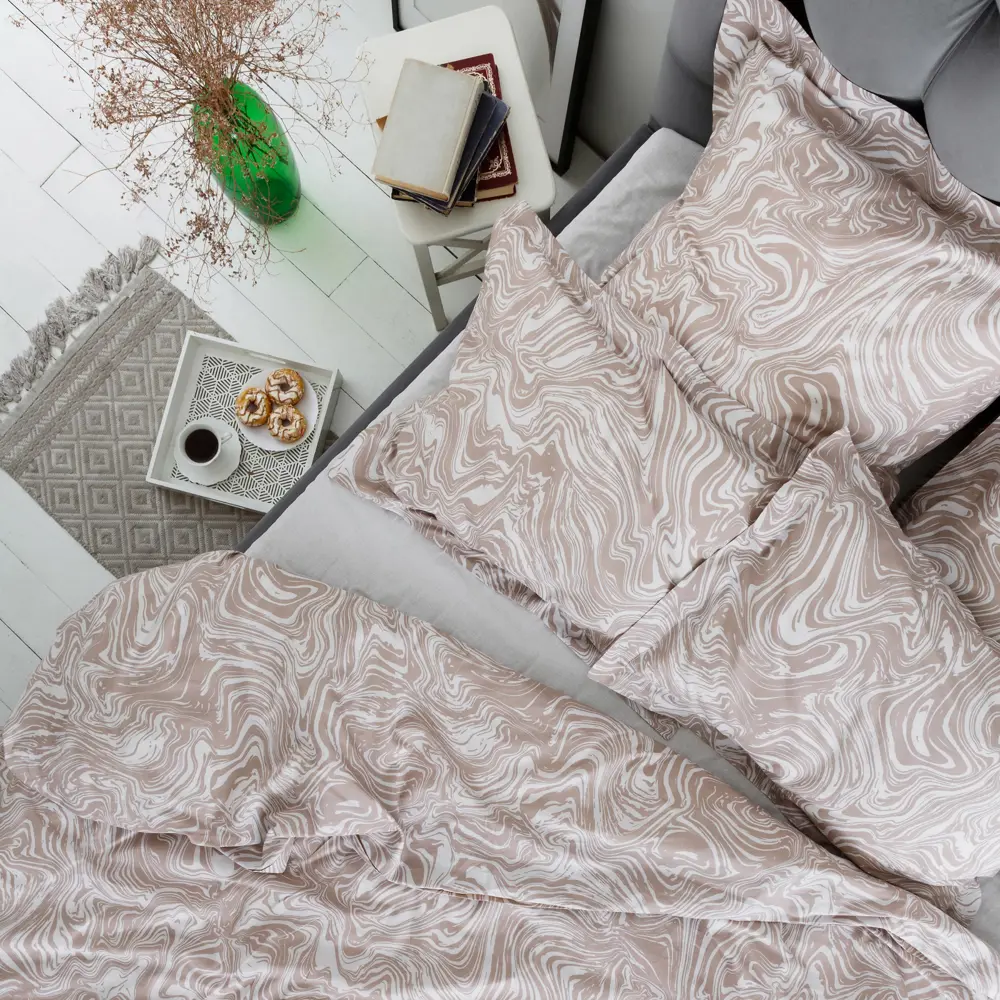 Фото 3 Комплект постельного белья Windslow Марбл двуспальный перкаль 70x70 см, разноцветный