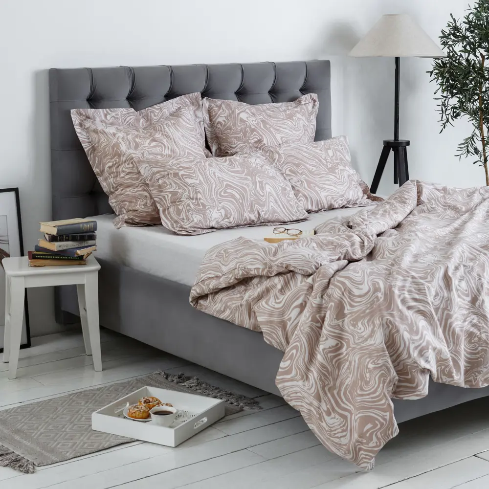 Фото 6 Комплект постельного белья Windslow Марбл двуспальный перкаль 50x70 см, разноцветный