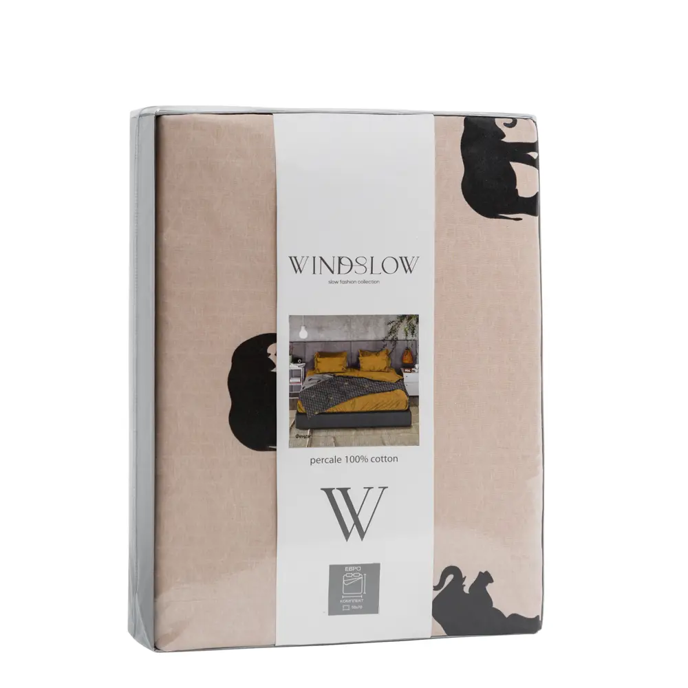 Фото 8 Комплект постельного белья Windslow Фенди двуспальный перкаль 50x70 см, разноцветный