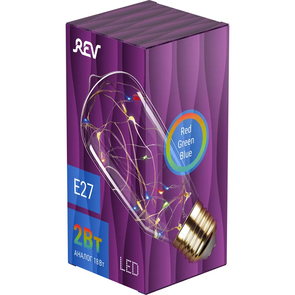 Фото 3 Лампа светодиодная REV 32447 8 Vintage RGB E27 230 В 2 Вт конус матовая 200 Лм теплый белый свет Фото 3 Лампа светодиодная REV 32447 8 Vintage RGB E27 230 В 2 Вт конус матовая 200 Лм теплый белый свет