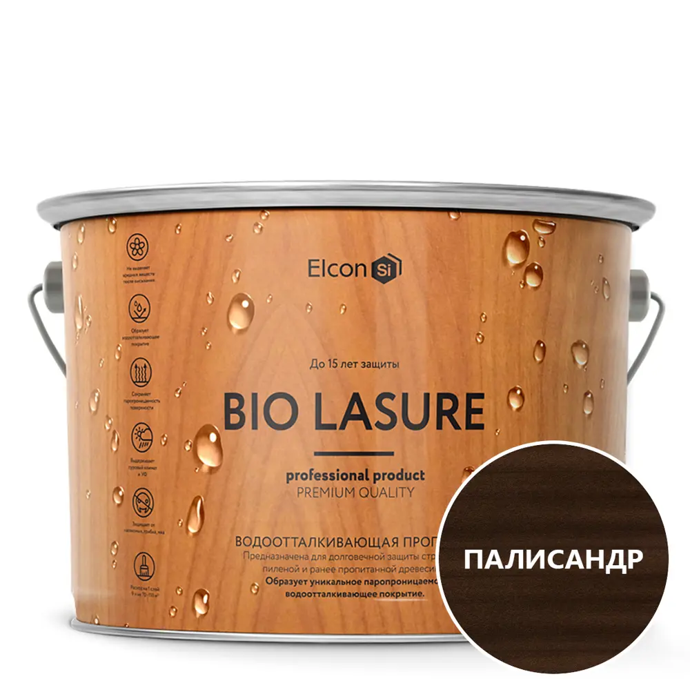 Фото Водоотталкивающая пропитка для защиты дерева Elcon Bio Lasure цвет палисандр 9 л Фото Водоотталкивающая пропитка для защиты дерева Elcon Bio Lasure цвет палисандр 9 л