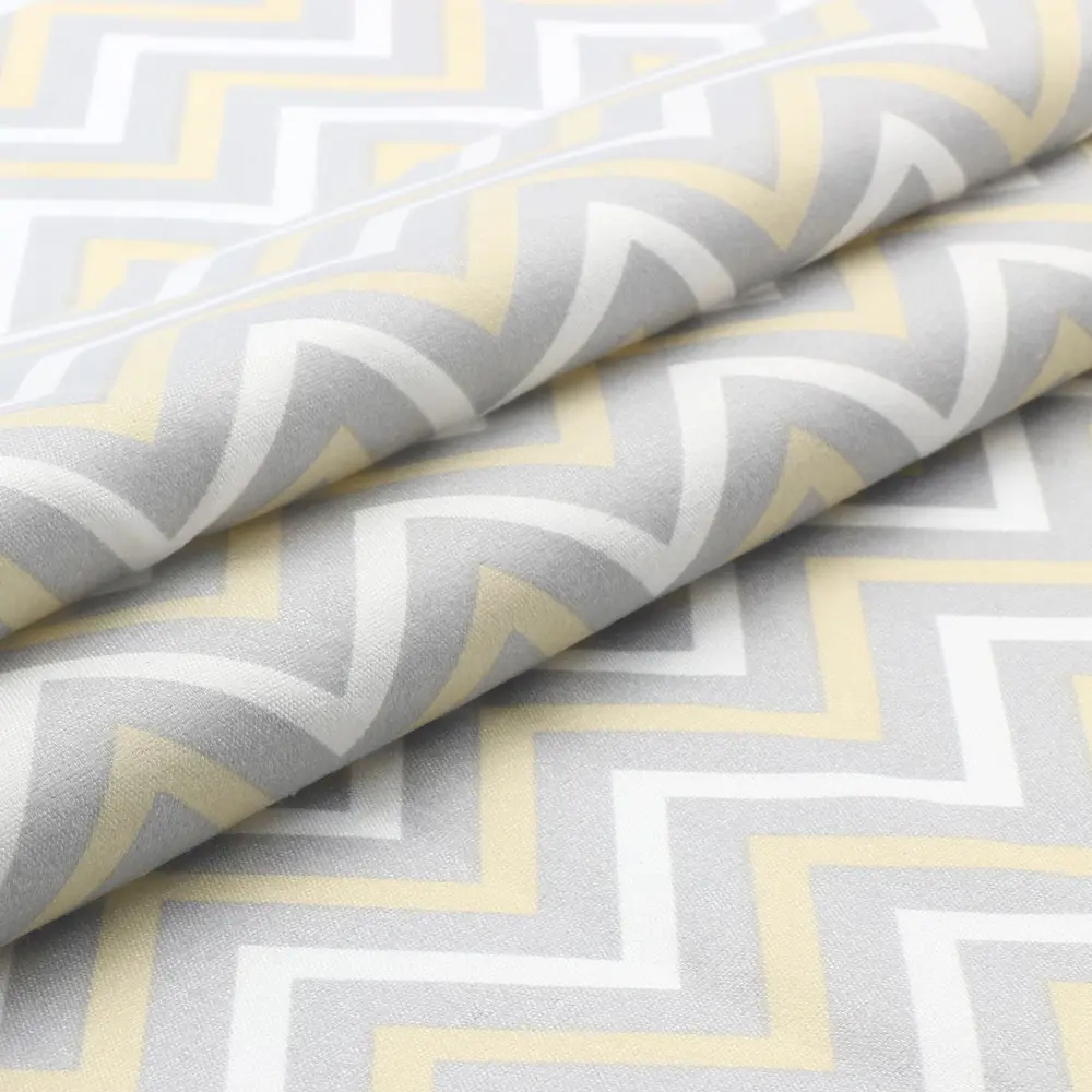 Фото Ткань хлопок "Цветные зигзаги" Astra & Craft 50 x 50 см белый/серый/желтый