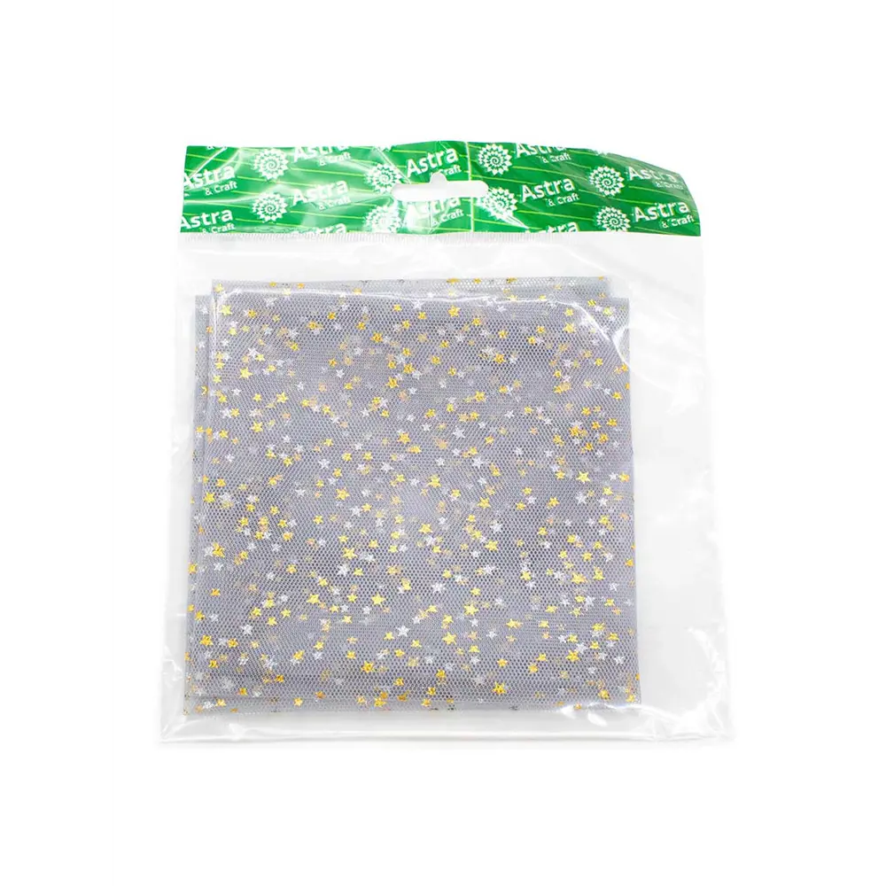 Фото 2 Фатин со звездочками Айрис 50 x 50см серый