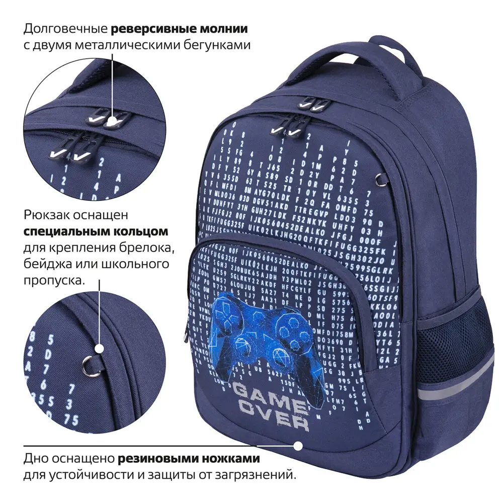 Фото 6 Рюкзак Brauberg Game over 31x40x15 см полиэстер цвет фиолетовый Фото 6 Рюкзак Brauberg Game over 31x40x15 см полиэстер цвет фиолетовый
