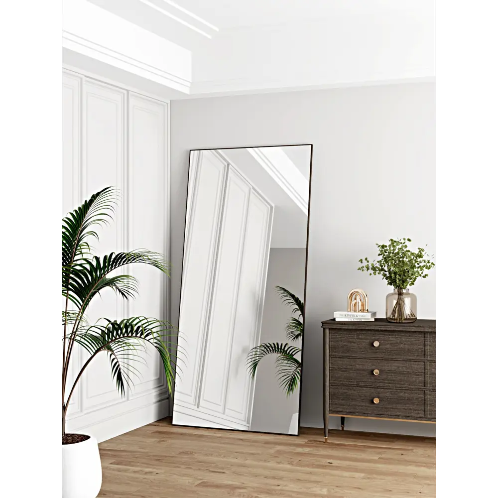 Фото 4 Зеркало в полный рост Toda Alma Dark wood 120x210 см в алюминиевой раме текстура Дуб венге темный Фото 4 Зеркало в полный рост Toda Alma Dark wood 120x210 см в алюминиевой раме текстура Дуб венге темный