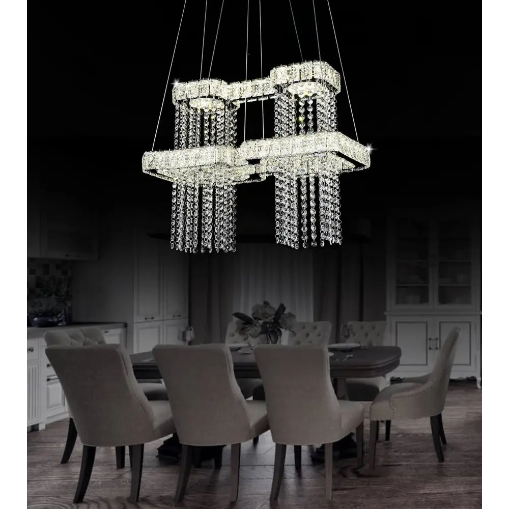 Фото Люстра подвесная светодиодная LUMINA DECO DDP 6971 Osteria 74 м² нейтральный белый свет цвет хром Фото Люстра подвесная светодиодная LUMINA DECO DDP 6971 Osteria 74 м² нейтральный белый свет цвет хром