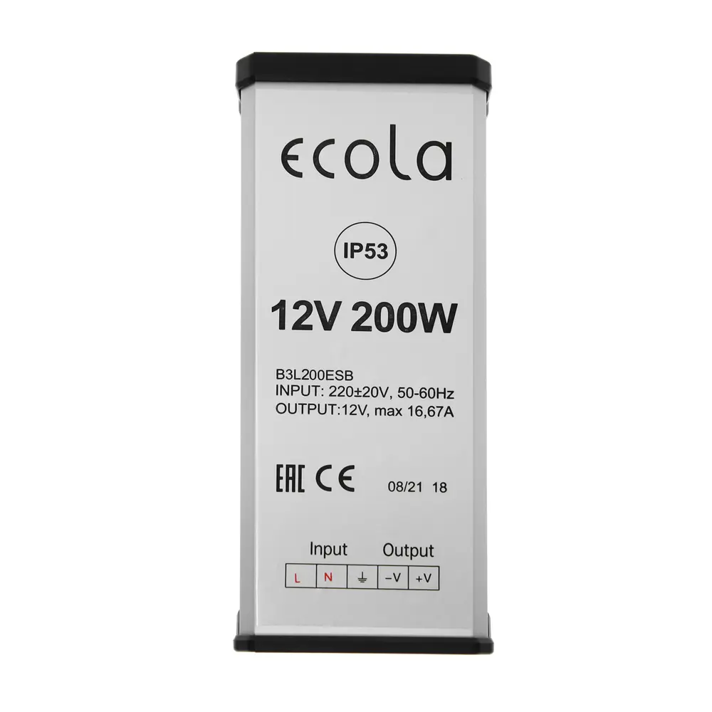 Фото 3 Блок питания ECOLA 5478792 для светодиодной ленты 12 В 200 Вт IP50 Фото 3 Блок питания ECOLA 5478792 для светодиодной ленты 12 В 200 Вт IP50