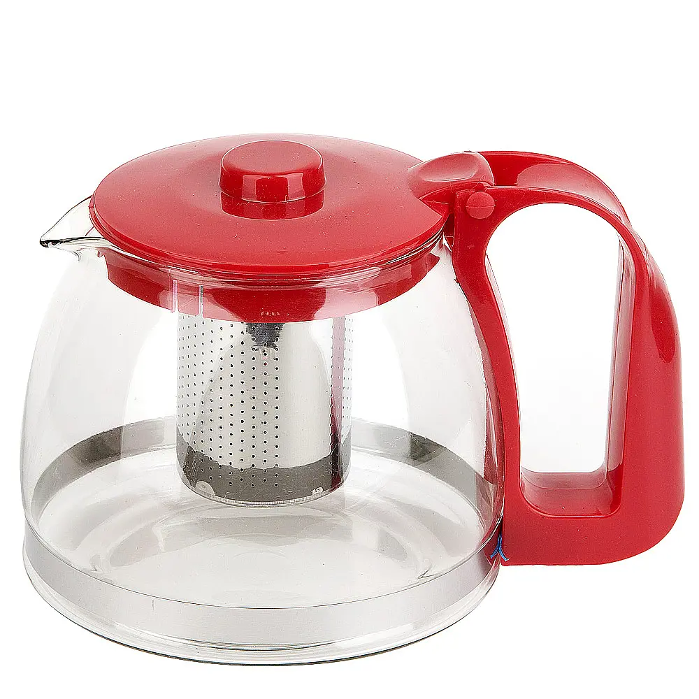 Фото Заварочный чайник 1250 мл Nouvelle стекло цвет красный Фото Заварочный чайник 1250 мл Nouvelle стекло цвет красный