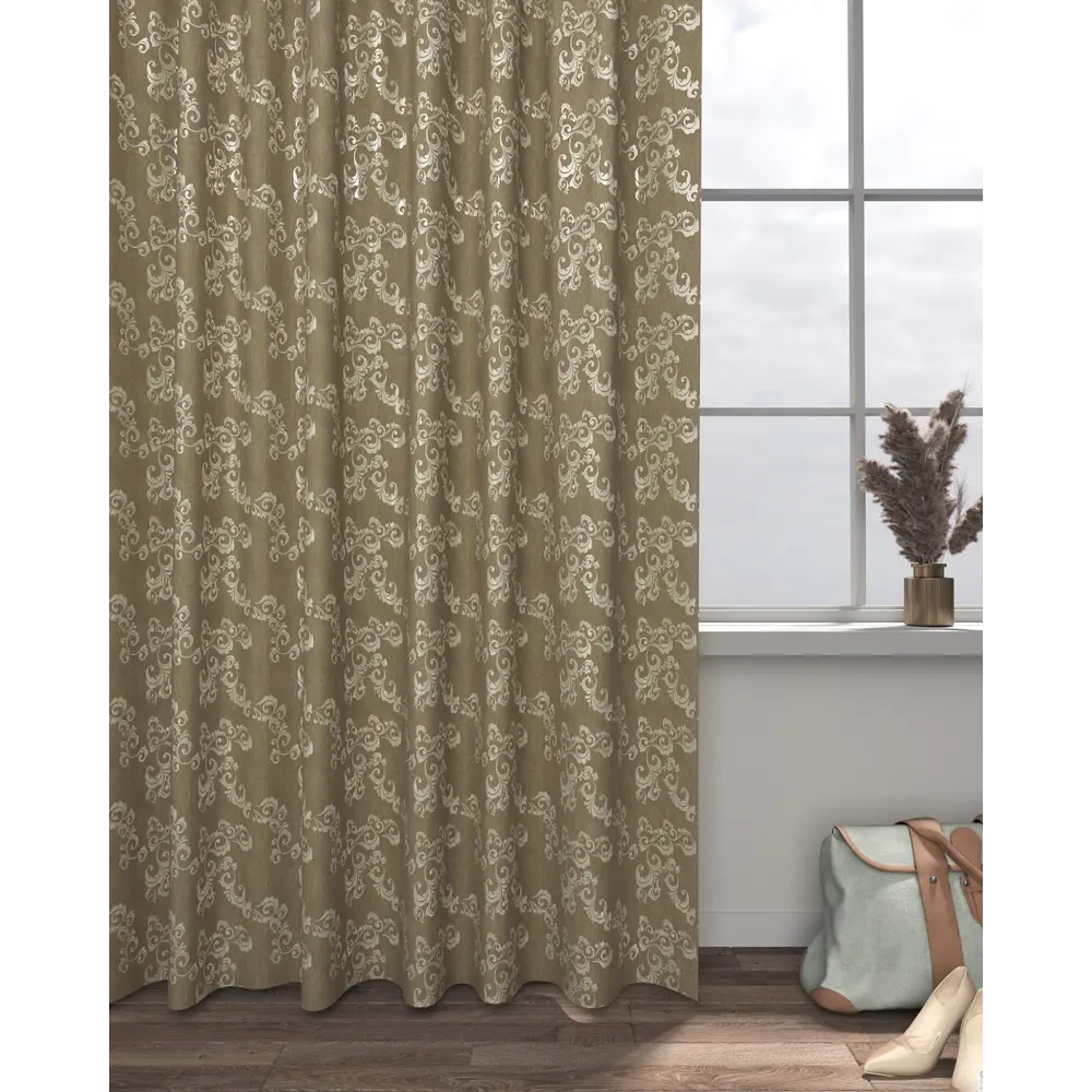 Фото Штора на шторной ленте Дубок 170x270 см цвет зеленый