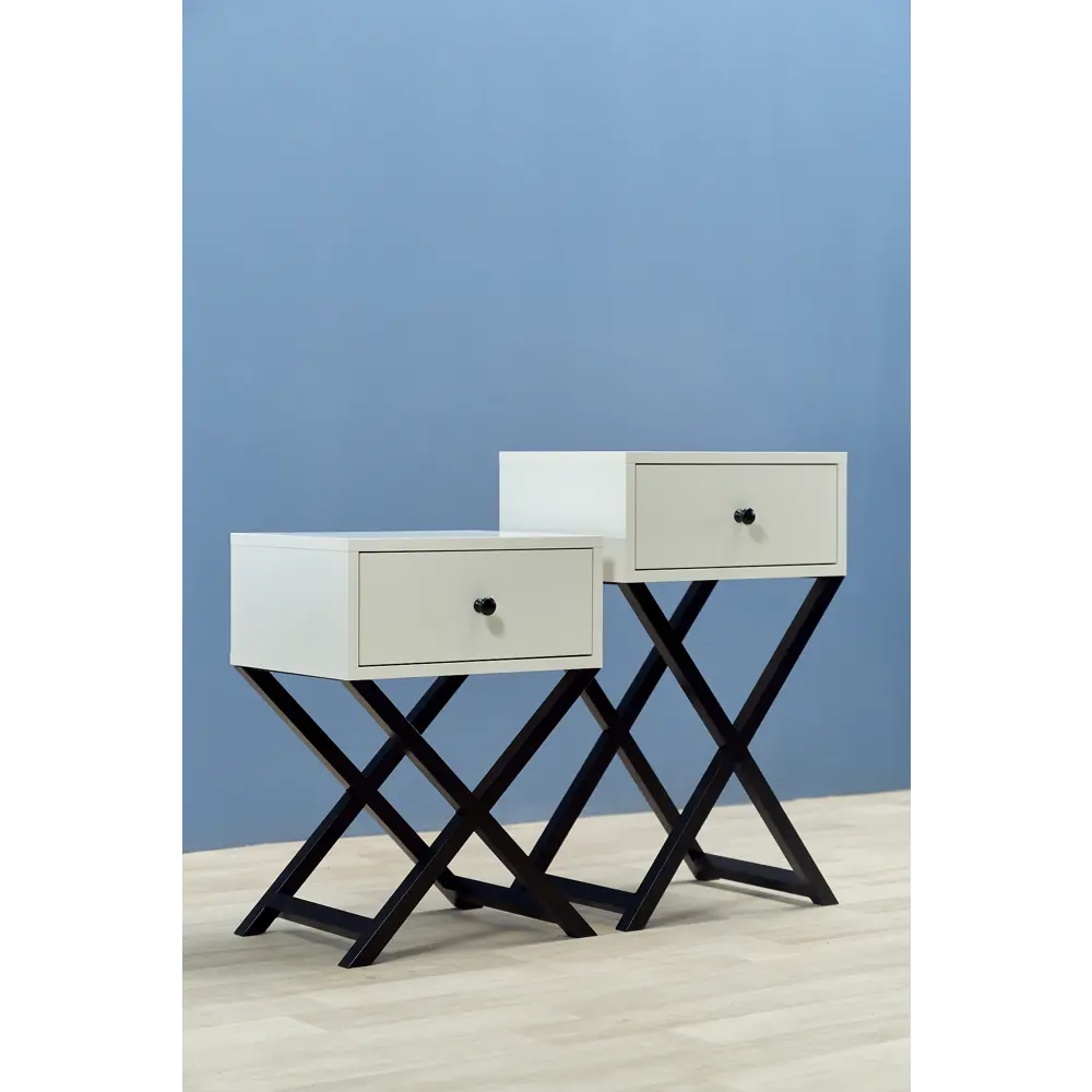 Фото 4 Тумба прикроватная 40x54.5x30 см 1 ящик ЛДСП цвет бело-черный