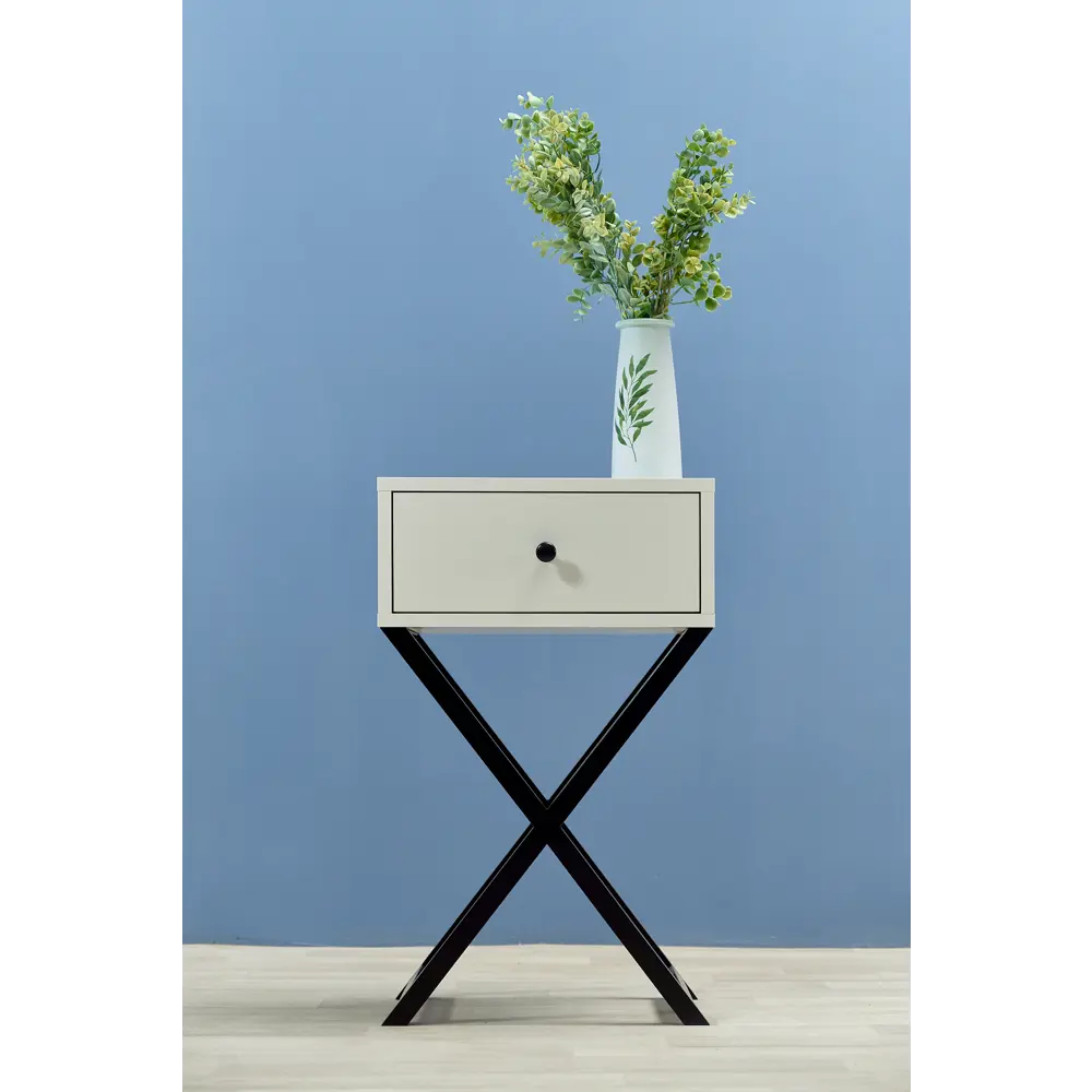 Фото Тумба прикроватная 40x54.5x30 см 1 ящик ЛДСП цвет бело-черный