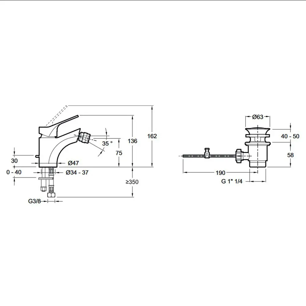 Фото 2 Смеситель для биде Jacob Delafon E75763-CP Фото 2 Смеситель для биде Jacob Delafon E75763-CP