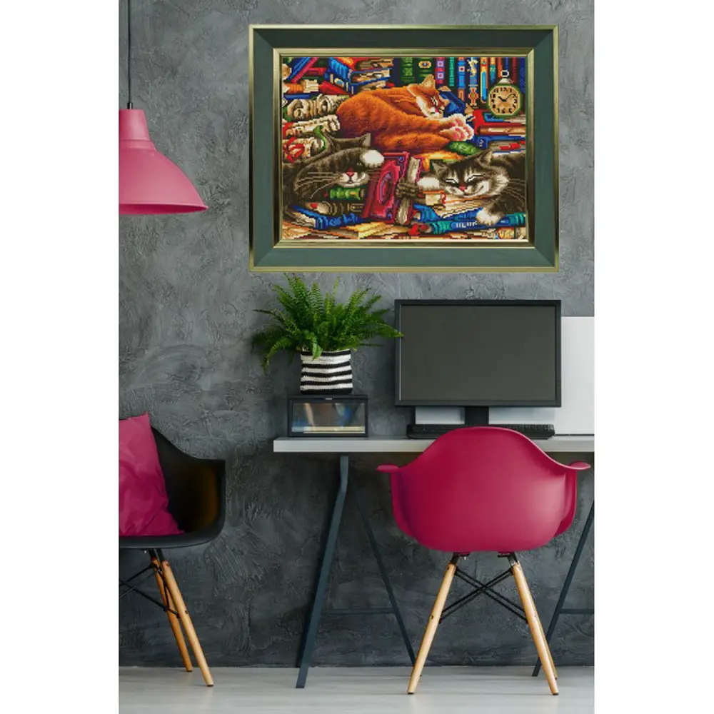 Фото 6 Алмазная мозаика на подрамнике Белоснежка Библиотека кошек 617-ST-S, 40x50 см