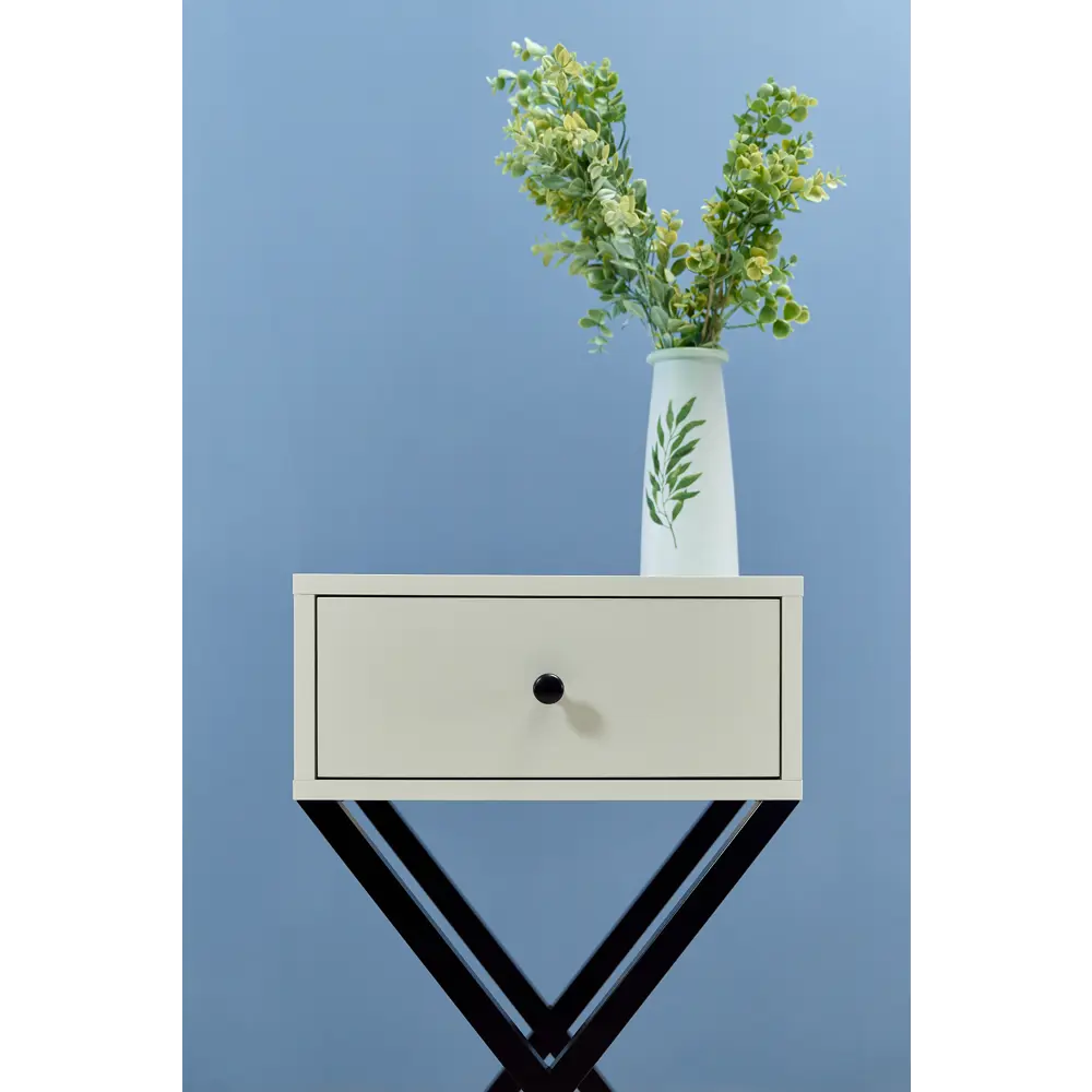 Фото 2 Тумба прикроватная 40x66x30 см 1 ящик ЛДСП цвет бело-черный