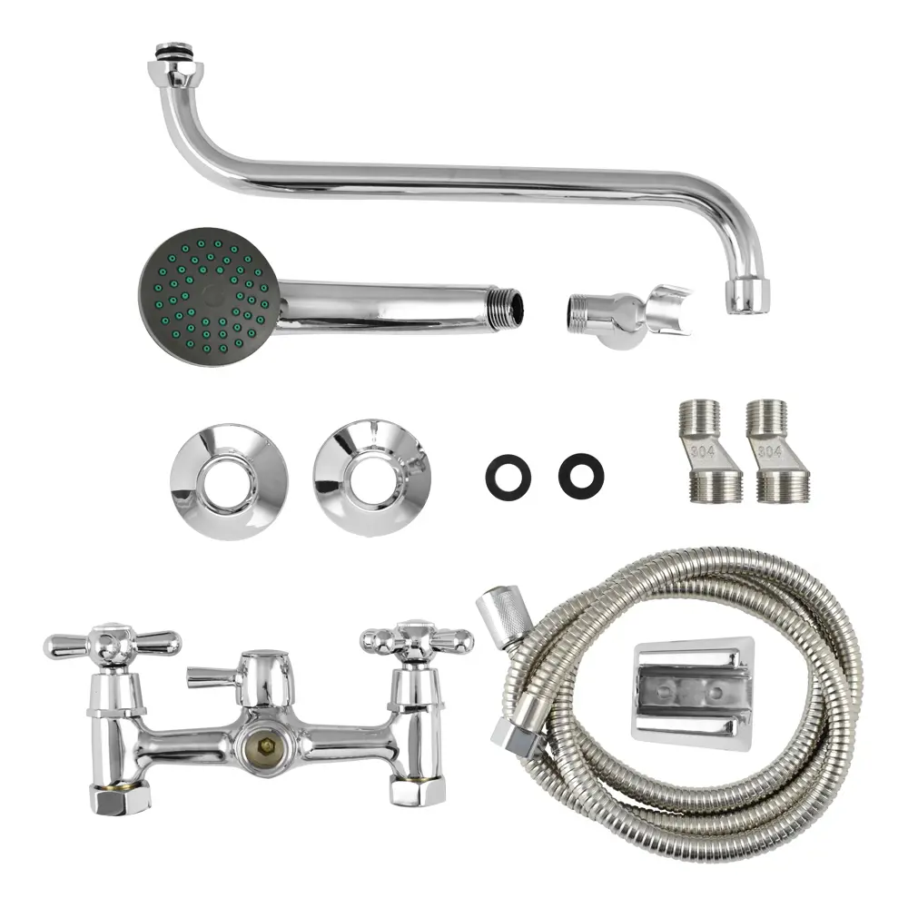 Фото 3 Смеситель для ванны Tornado Сан-С-4115 двухвентильный с душевой лейкой цвет серебристый