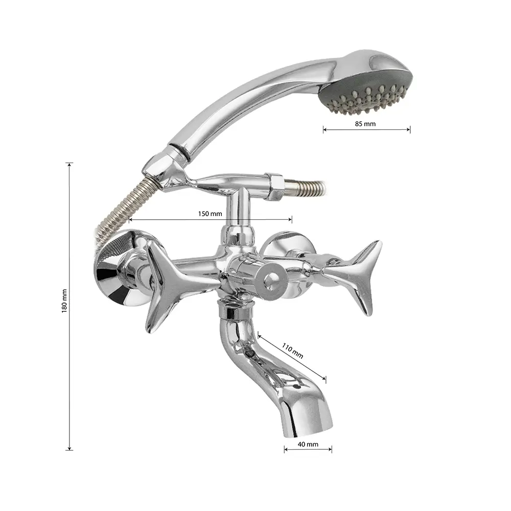 Фото 2 Смеситель для ванны Sanaks Сан-С-4020 двухвентильный с душевой лейкой цвет серебристый