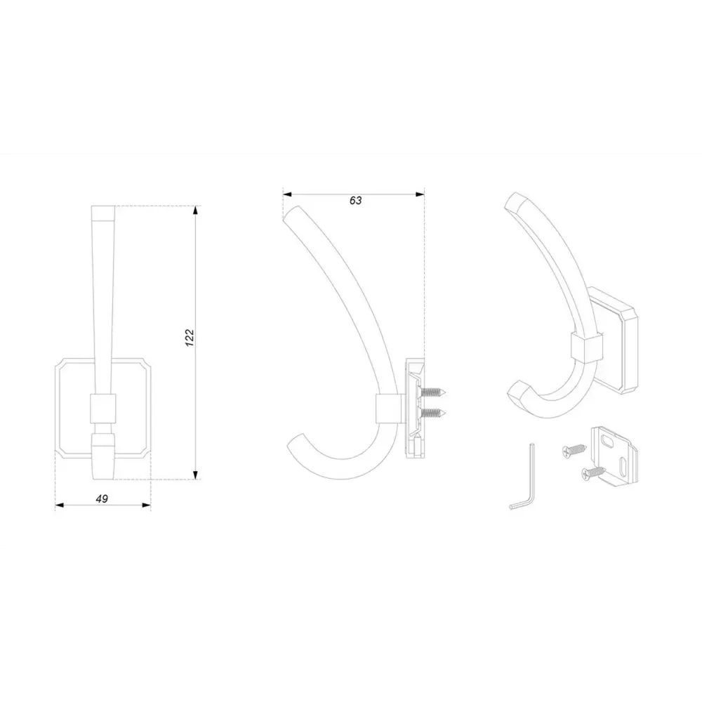 Фото 3 Крючок мебельный HENRY K217BAZ.9 чернёный старинный цинк Фото 3 Крючок мебельный HENRY K217BAZ.9 чернёный старинный цинк