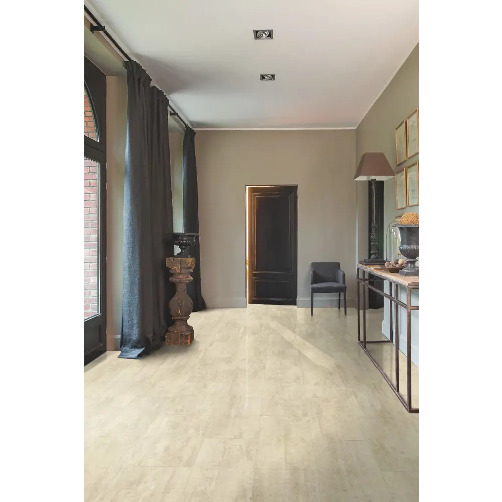 Фото ПВХ плитка Quick Step Травертин крем 32 класс толщина 4.50 мм 2.08 м², цена за упаковку Фото ПВХ плитка Quick Step Травертин крем 32 класс толщина 4.50 мм 2.08 м², цена за упаковку