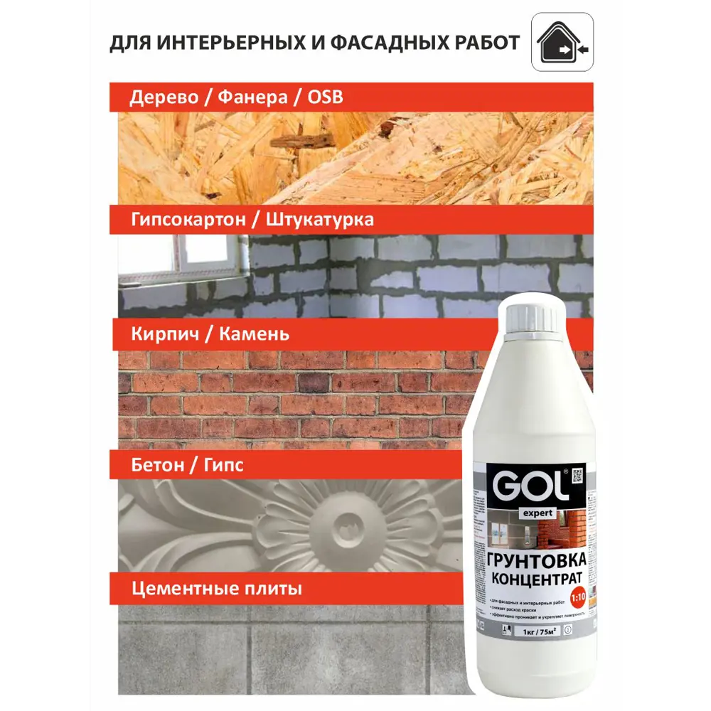 Фото 4 Грунтовка концентрат Gol прозрачный 1кг