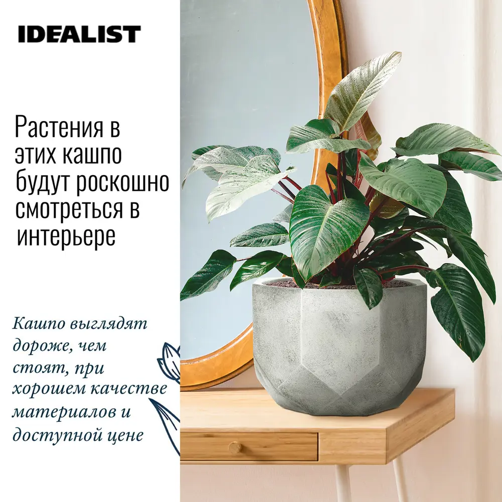 Фото 4 Настольное кашпо для цветов Idealist Lite Геометри серебряное 30x22 см 15 л Фото 4 Настольное кашпо для цветов Idealist Lite Геометри серебряное 30x22 см 15 л