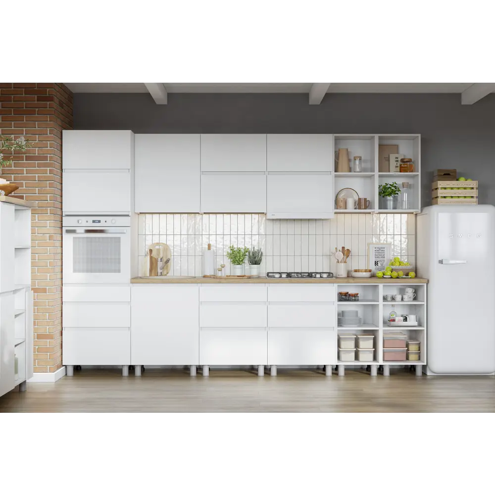 Фото 4 Кухонный гарнитур Мебельная Интеграция Одри Н130226 140x157.40x60 см ЛДСП цвет белый/коричневый Фото 4 Кухонный гарнитур Мебельная Интеграция Одри Н130226 140x157.40x60 см ЛДСП цвет белый/коричневый