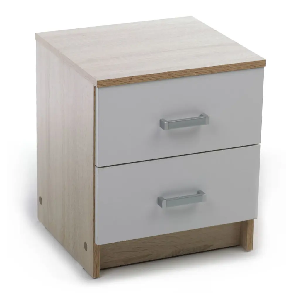 Фото 7 Тумба прикроватная Бланка 40x46.4x37.5 см ЛДСП 2 ящика белый/дуб сонома