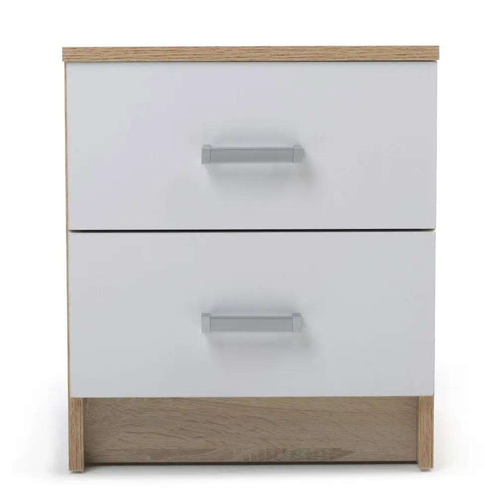 Фото Тумба прикроватная Бланка 40x46.4x37.5 см ЛДСП 2 ящика белый/дуб сонома