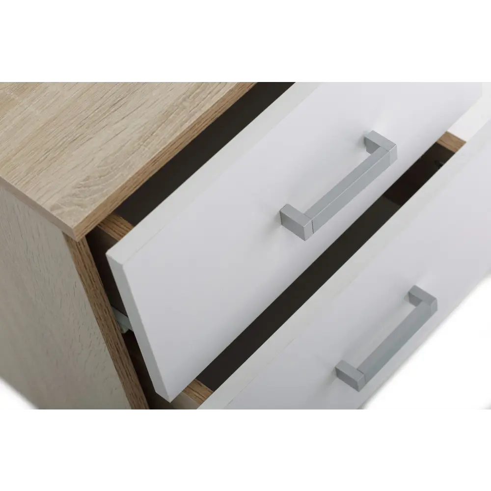 Фото 6 Тумба прикроватная Бланка 40x46.4x37.5 см ЛДСП 2 ящика белый/дуб сонома