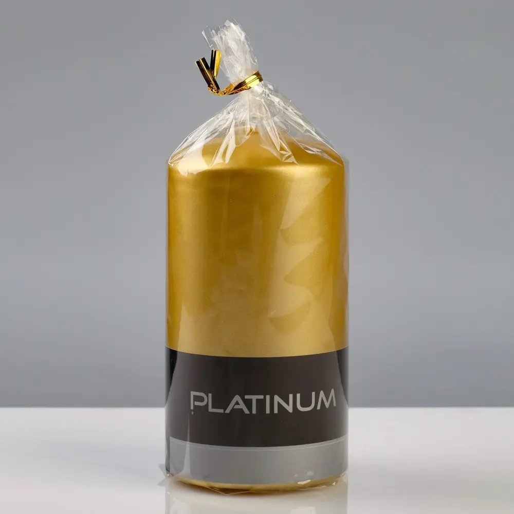 Фото 2 Свеча-цилиндр Trend Decor Candle лакированная "Platinum" 7×13 см золотой металлик Фото 2 Свеча-цилиндр Trend Decor Candle лакированная "Platinum" 7×13 см золотой металлик
