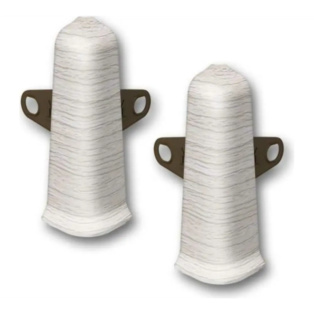 Фото Угол наружный (внешний) с крепежом для плинтуса Деконика 253 Ясень серый 85 мм 10 шт