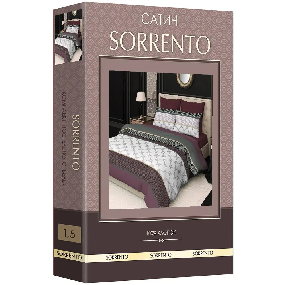 Фото 2 Комплект постельного белья семейный Sorrento Deluxe Селестия 117073, сатин Фото 2 Комплект постельного белья семейный Sorrento Deluxe Селестия 117073, сатин