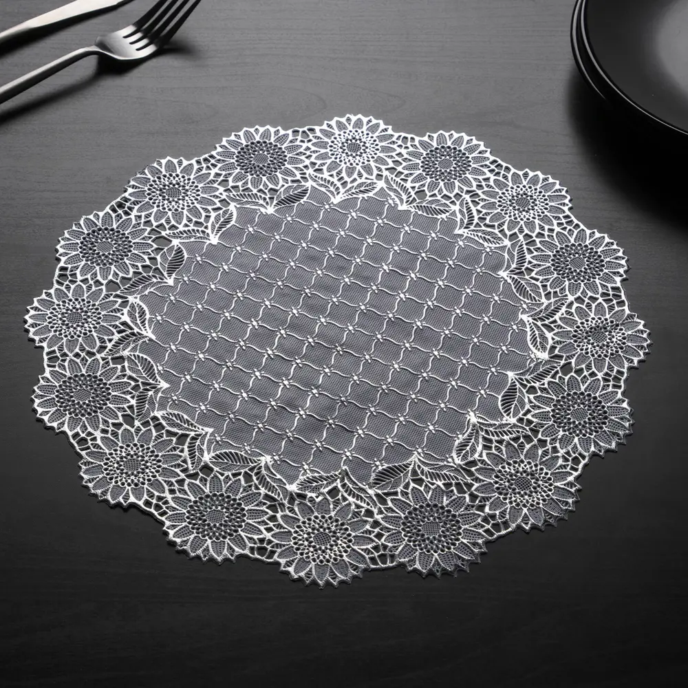 Фото 2 Набор салфеток ажурных Доляна «Цветенье» 30х30 см 4 шт ПВХ цвет серебро Фото 2 Набор салфеток ажурных Доляна «Цветенье» 30х30 см 4 шт ПВХ цвет серебро