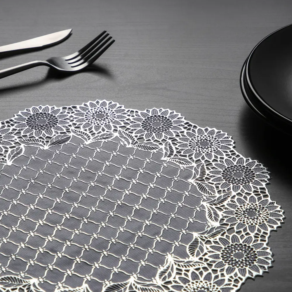 Фото Набор салфеток ажурных Доляна «Цветенье» 30х30 см 4 шт ПВХ цвет серебро Фото Набор салфеток ажурных Доляна «Цветенье» 30х30 см 4 шт ПВХ цвет серебро